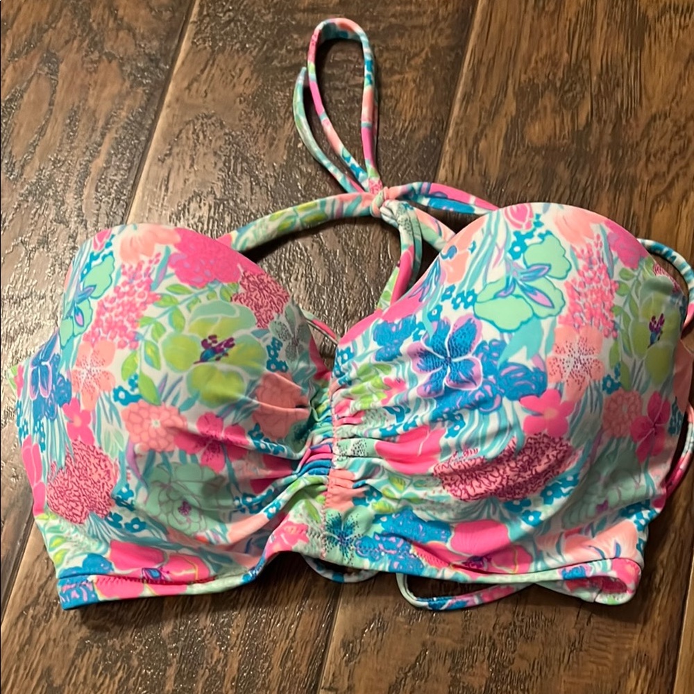 Victoria Secret corset 34DD FloralSwim Top - Pink and Blue